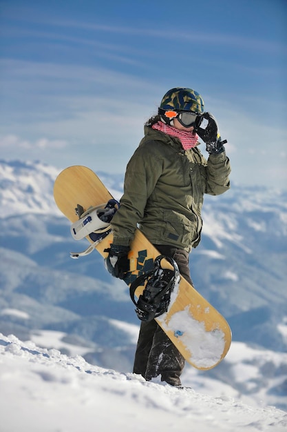 retrato de snowboarder