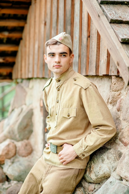 Retrato de sodat, guerra, uniforme militar, servicio militar