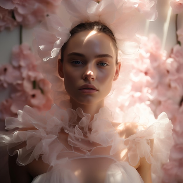 Foto retrato sofisticado de uma mulher elegante em um vestido de luxo