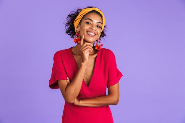 Retrato, de, un, sonriente, joven, mujer africana