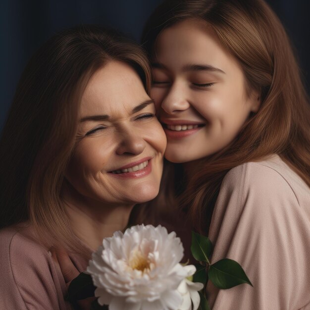 Retrato sonriente de madre e hija