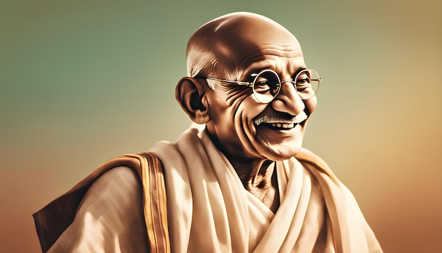 El retrato sonriente de Mahatma Gandhi