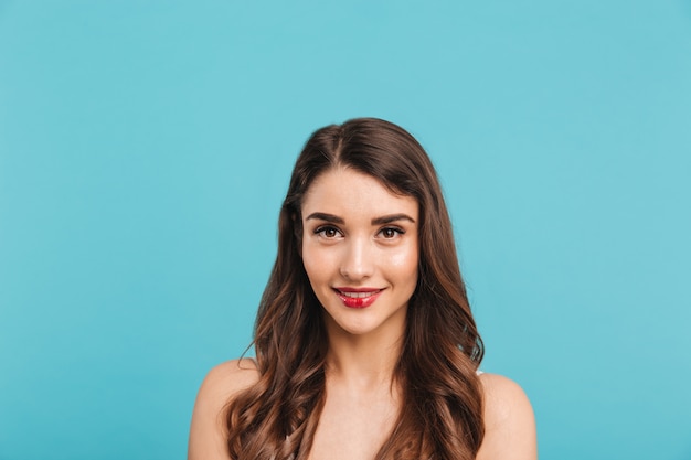 Retrato, de, un, sonriente, mujer joven