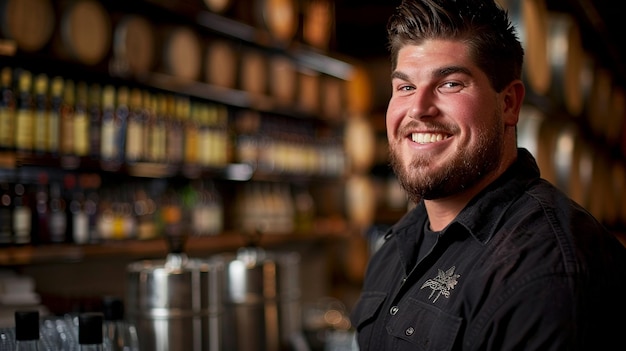 Foto el retrato sonriente de vintner