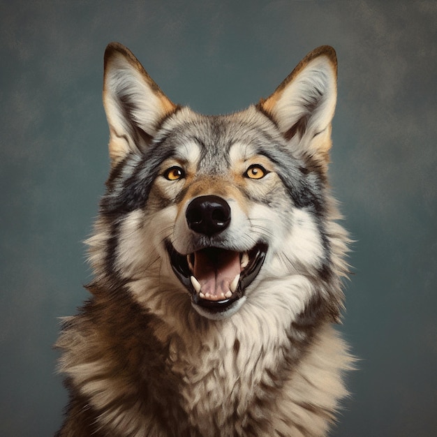 retrato de sonrisa de lobo solitario