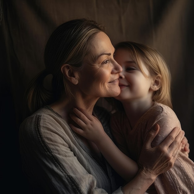 Retrato sorridente de mãe e filha