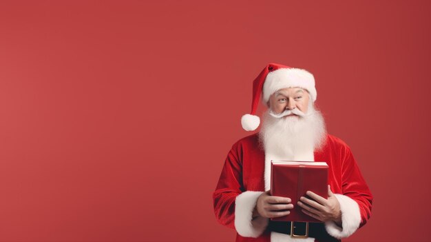 Retrato de su él atractivo asombrado aturdido se preguntó gordo de cabello blanco Santa lectura libro educación aislado sobre fondo de colores vivos brillantes