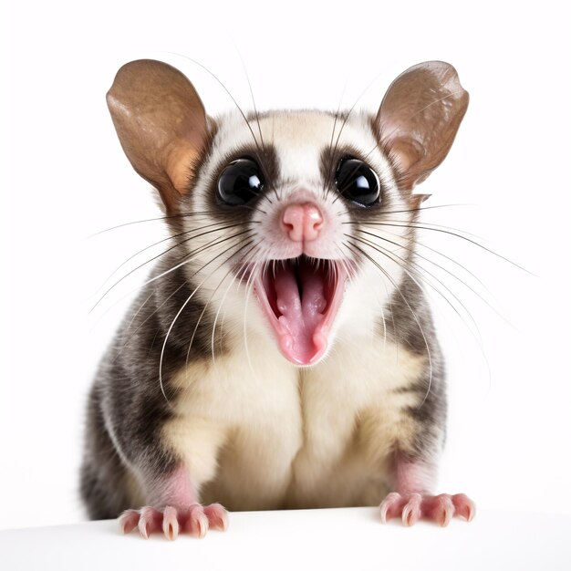 El retrato de Sugar Glider de Happy sorprendido divertido La cabeza de un animal mirando Pixar Estilo renderizado en 3D