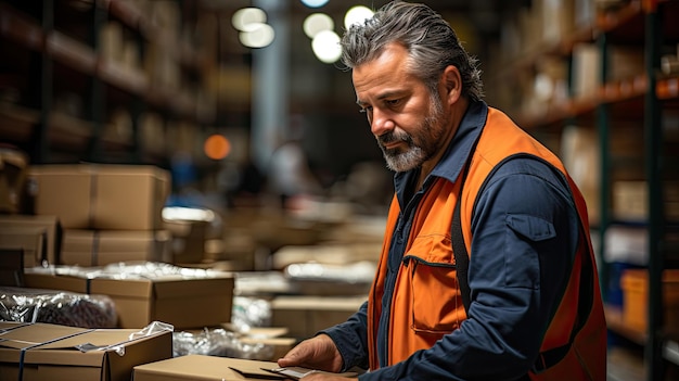 Retrato de un supervisor masculino de pie en un almacén