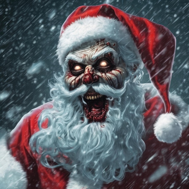 Retrato de terror zombie santa claus ai generativo