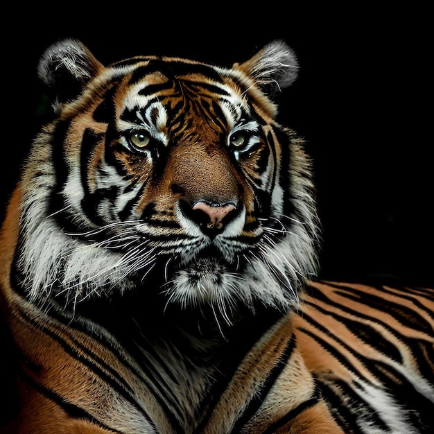 Foto retrato de un tigre con un fondo negro