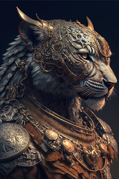 Retrato de tigre de león de lobo magnífico antropomórfico