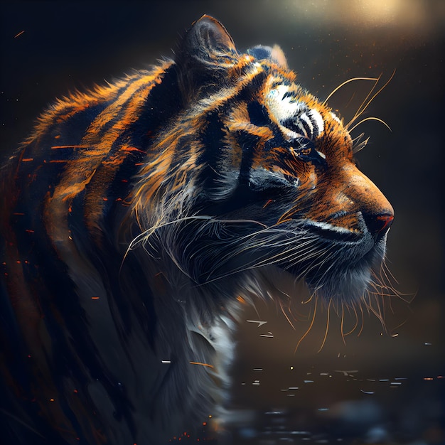 Retrato de un tigre Pintura digital Ilustración en estilo digital