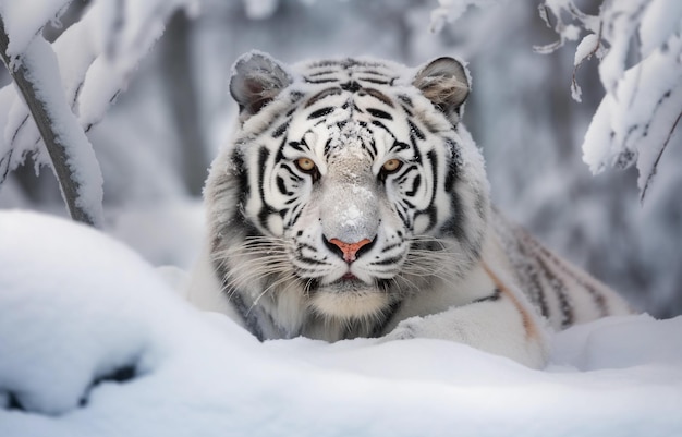 Retrato de tigre en su hábitat natural tigre siberiano en la pradera