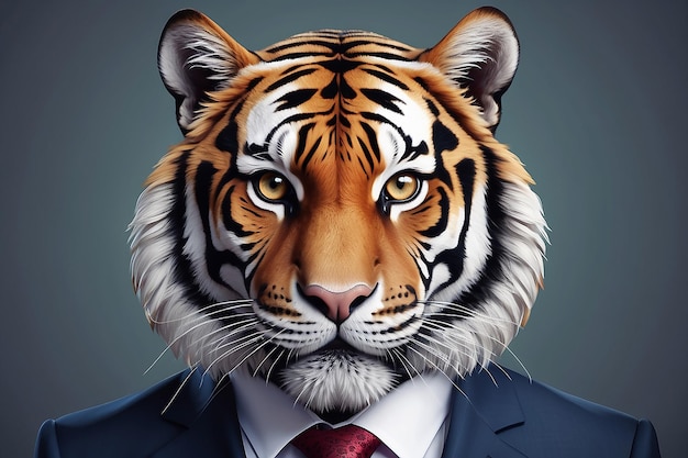 Foto retrato de un tigre en la suite de negocios generativa ai