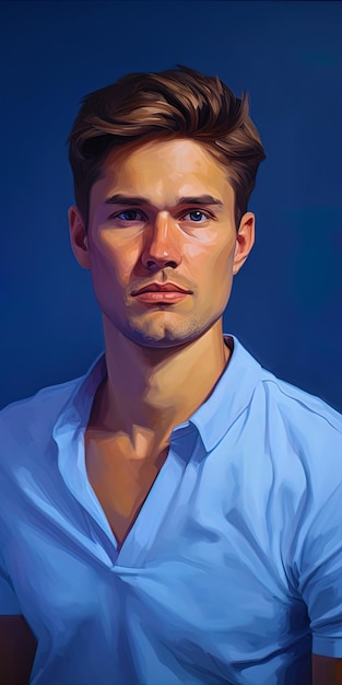 Retrato de un tipo sobre un fondo azul