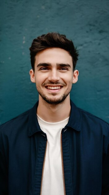 Retrato en toda su longitud de un joven sonriente