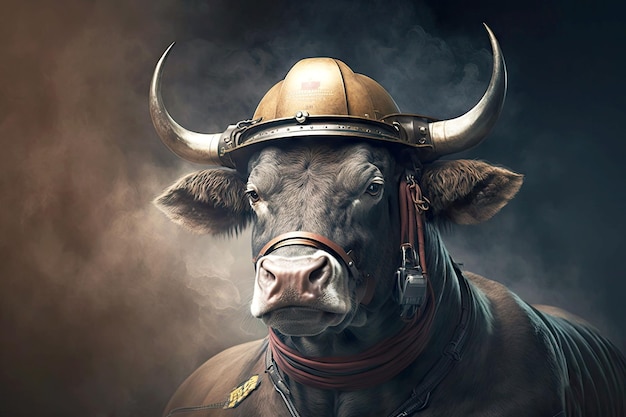 Retrato de toro como bombero generativo ai