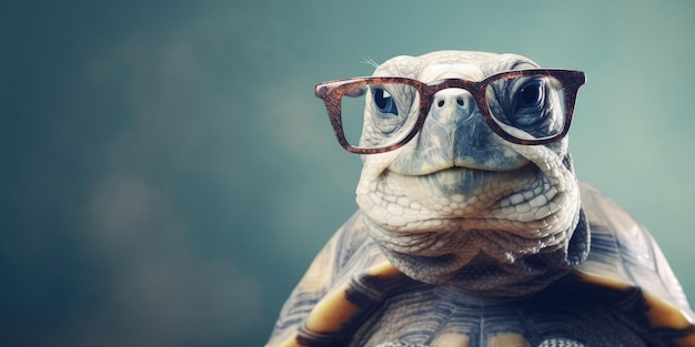 Retrato de una tortuga con gafas IA generativa