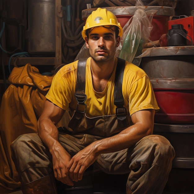 retrato de trabajador americano