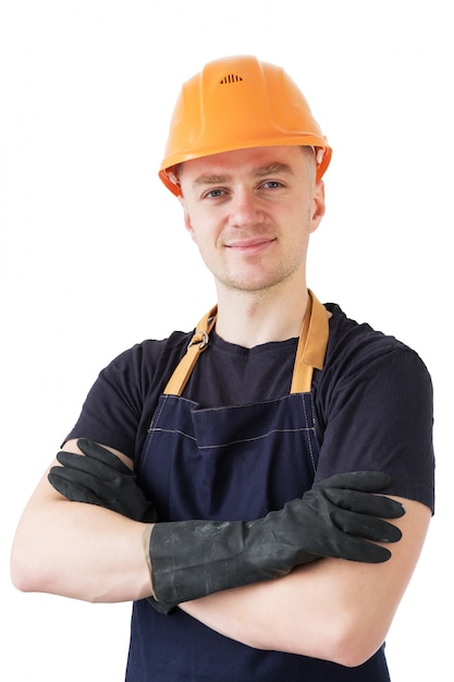 Retrato de un trabajador con casco