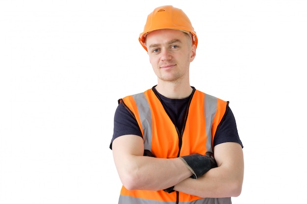 Retrato de un trabajador con casco