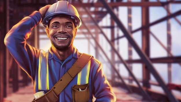 Retrato de un trabajador de la construcción sonriente