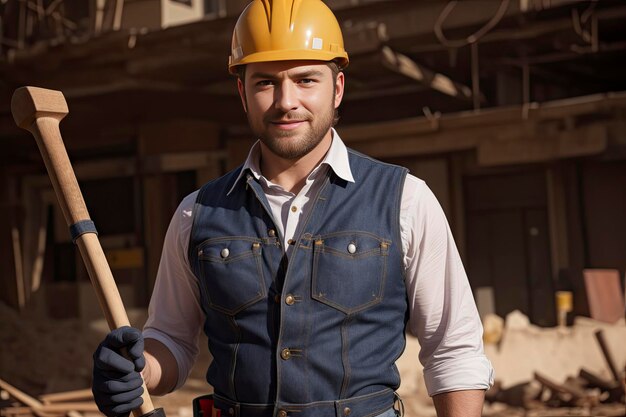 retrato de un trabajador de la construcción