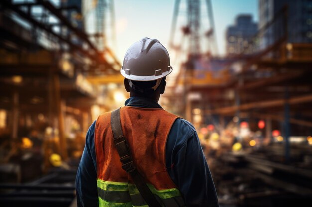 Retrato de un trabajador de una refinería de petróleo y gas.