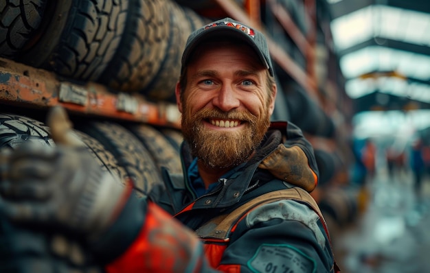 Retrato de un trabajador sonriente en un almacén