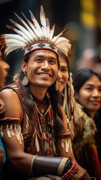 Foto el retrato de la tribu indígena tradicional y las culturas paradoxa