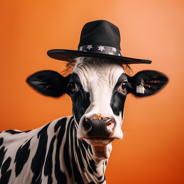 Foto un retrato de una vaca frente a un fondo de colores 2