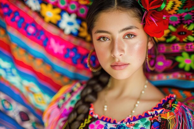 Un retrato vibrante que captura la belleza de una joven mexicana