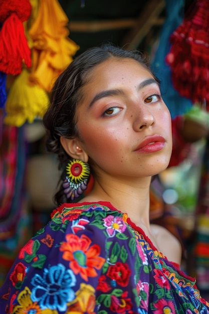 Un retrato vibrante que captura la belleza de una joven mexicana