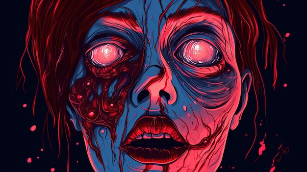 Retrato de una víctima de terror que investiga un suceso sobrenatural Concepto de fantasía Pintura de ilustración IA generativa