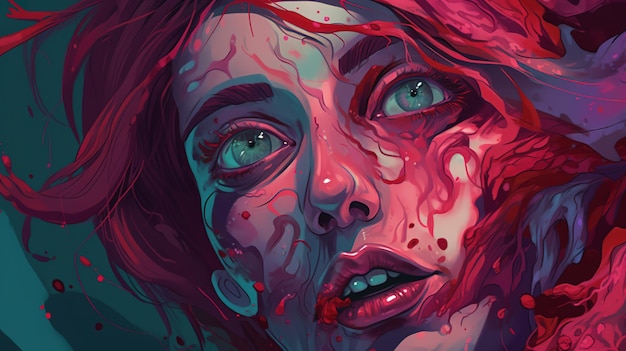 Retrato de una víctima de terror que investiga un suceso sobrenatural Concepto de fantasía Pintura de ilustración IA generativa