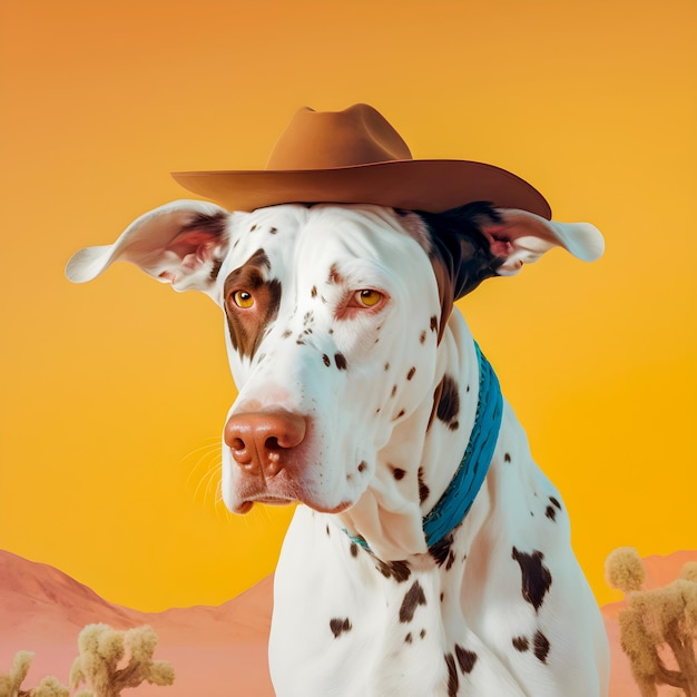 Retrato de Vinatge Dog al estilo de una película occidental