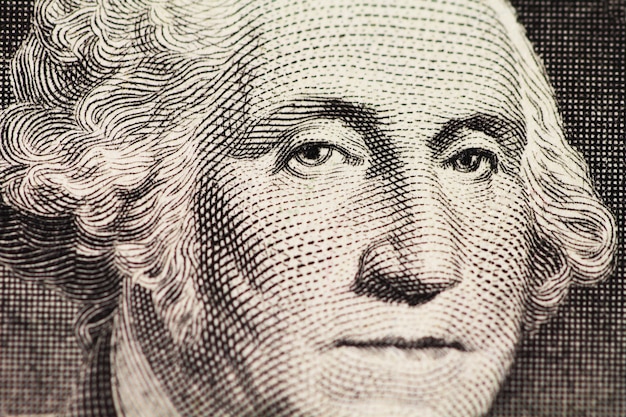 Foto retrato de washington en macro dólar