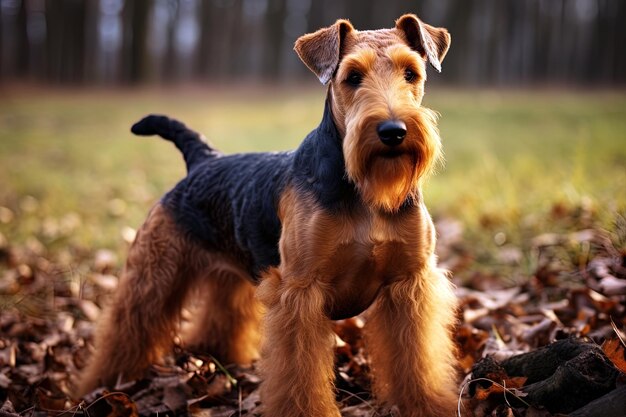 Retrato de un Welsh Terrier en la naturaleza de cerca foto recortada Ai arte