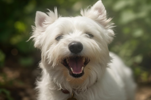 Retrato de West Highland White Terrier en el jardín DOF superficial Generado por IA