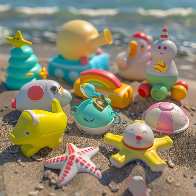 Foto retrato de una zona de juegos para bebés en la playa