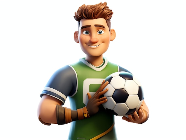 Retratos en 3D de personajes de jóvenes atletas de fútbol