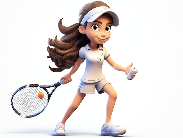 Retratos en 3D de personajes de jóvenes atletas de tenis