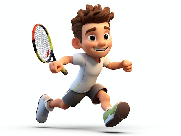 Retratos en 3D de personajes de jóvenes atletas de tenis