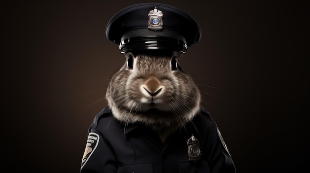 Retratos ambientais evocativos de policiais coelhos fotorrealistas