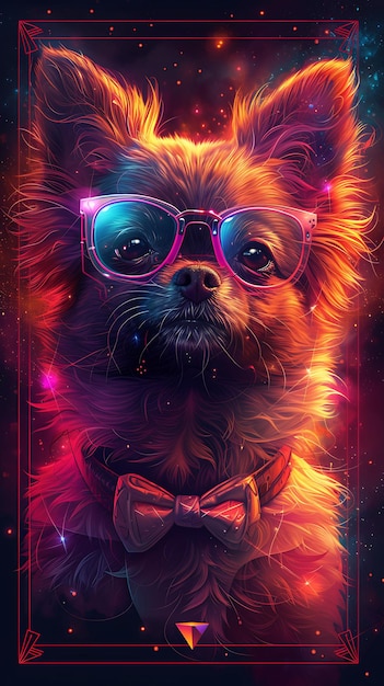 Retratos antropomórficos de mascotas Estilo de mascota cibernética y colores vívidos Artismo de pared de carteles para dueños de mascota modernos