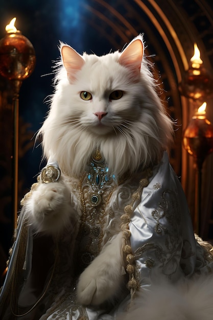 Retratos criativos e elegantes de animais de estimação com ternos e fantasias reais para um luxo fofo e sofisticado