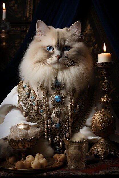 Retratos criativos e elegantes de animais de estimação com ternos e fantasias reais para um luxo fofo e sofisticado