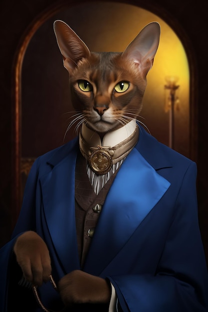 Retratos criativos e elegantes de animais de estimação com ternos e fantasias reais para um luxo fofo e sofisticado