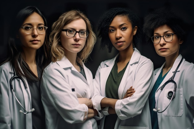 Foto retratos de mulheres do pessoal médico de várias nacionalidades